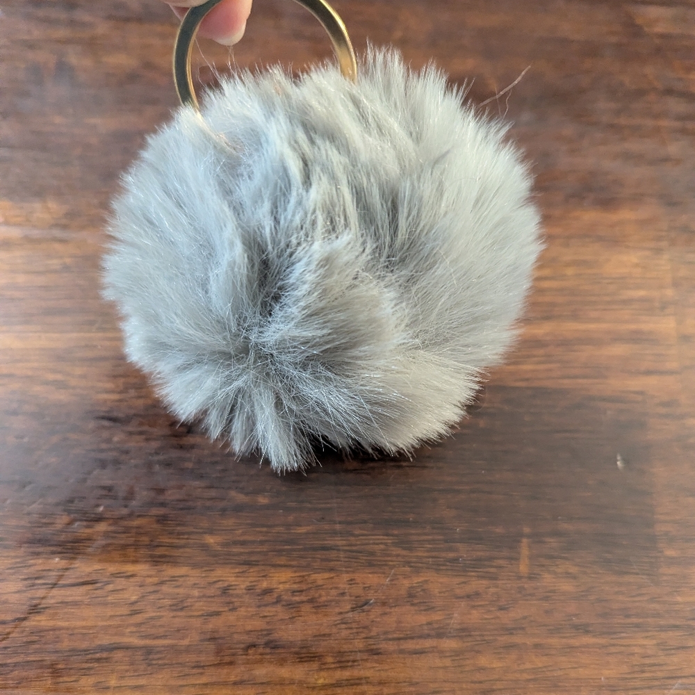 Gray Fluffy Keychain Accessory
